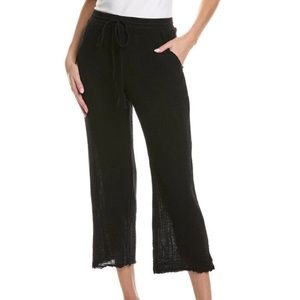 $148 Michael Stars Black Cotton Gauze Frayed Hem Ashton Cropped Pants - Size XS
